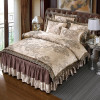4Pcs Satin Jacquard luxury lace bedding sets queen king size duvet cover set bed skirt set pillowcase bedclothes