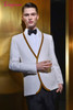 Linyixun Latest Coat Pant Designs White Gold Trim Tuxedo jacket Prom Men Suit Slim Fit Custom 2 Piece Suits Groom Blazers Terno