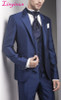 Linyixun New Arrival 3 Pieces Dark Blue Wedding Bridegroom Suits Groomsman Men's Suits Groom Tuxedos Handmade