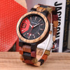 BOBO BIRD New Military Design Unique Dail Auto Date Colorful Wood Band Wristwatch Father's Day Gift