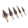 5pcs/set High Speed Steel with Cobalt Step Core Drill Bits HSS Power Tools Auto Wood Metal Drilling + Aluminum Case
