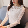 2018 New arrival autumn women blouse O-collar long sleeved lace blouse hollow out bottoming women top slim fit blusa 1105 40