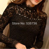  2018 New Ruffled Collar Long Sleeve Blouses Shirts with Beaded Plus Size Lace Women Blouse Women Clothing Blusas Femininas 59A0