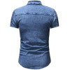 Denim Shirt Men Fashion short Sleeves Shirt Casual Slim Fit Denim Tops Streetwear High Quality Pure color short-sleeve shirt