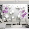 Custom Photo Wallpaper 3D Stereo Circle Ball Purple Calla Flowers Murals Modern Bedroom Living Room TV Background Wall Painting