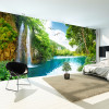 Custom 3D Wall Mural Wallpaper Home Decor Green Mountain Waterfall Nature Landscape 3D Photo Wall Paper For Living Room Bedroom