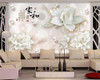 Beibehang Custom wallpaper 3d luxury white flowers jewelry background wall living room bedroom TV background mural 3d wallpape