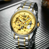 BINSSAW 2018 Gold Watches Men Luxury Top Brand Stainless Steel Fashion Skeleton Automatic Mechanical Relogio Masculino