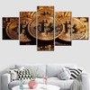 Nordic wall art deco 5 pieces bitcoin coin money painting on canvas print type picture home decoration poster artwork frame