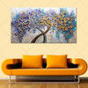 Hand-Painted Palette Knife Art Purple Golden Flower Tree Oil Painting 1 Panel Wall Art On Canvas Decorative Home Decor Art Work