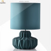 Nordic Ceramic table lamp Simple Blue Fabric Led Table Lamps Bedroom Bedside Table Light home Deco Lighting Luminaria Table