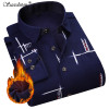 Men Dress Shirt 2019 Winter Men's Long Sleeve Plaid Warm Thick Fleece Lining Shirt Fashion Soft Casual Flannel Plus Size L-4XL