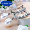 2018 Hot Selling 925 sterling silver jewelry 9-10mm Big size 100% real freshwater pearl earrings for women Top quality gift box