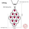 925 Sterling Silver Red Crystal Leaves Long Pendant Necklace, AAAA Quality Woman Pendants &amp; Necklaces Jewelry