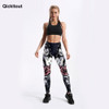 Qickitout New Arrival Women Leggings Sexy Girl With Roses Printed Leggings Gothic Fitness Workout Leggings Mid Waist Pants S-4XL