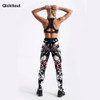 Qickitout New Arrival Women Leggings Sexy Girl With Roses Printed Leggings Gothic Fitness Workout Leggings Mid Waist Pants S-4XL