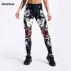 Qickitout New Arrival Women Leggings Sexy Girl With Roses Printed Leggings Gothic Fitness Workout Leggings Mid Waist Pants S-4XL