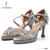 Latin Dance Shoes with Platform Jazz Shoes Dance Ballroom Shoes Girls Rhinestone High Heels Glitter Salsa Dancing Shoes