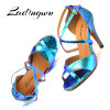 Ladingwu Latin Dance Shoes Women Ballroom Dance Shoes For Women Laser PU and Glitter Blue Gold Silver Dance Heels Sandals Women 1