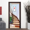 3D Staircase Door Sticker Creative Art PVC Self-adhesive Bedroom Living Room Wall Decor Door Stickers Mural Wallpaper Waterproof