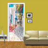 Living Room Bedroom Door Wall Sticker PVC Waterproof Wallpaper Decoration Romance Greek Street View 3D Door Mural Wallpaper Roll