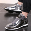 BomKinta Leopard Head Decoration Casual Patent Leather Shoes Men Fashion Glitter Men Shoes Slip On Personality Sneakers Men