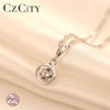 CZCITY Fine Jewelry Cubic Zirconia Rose Flower Classic 925 Sterling Silver Pendant Necklace Women Chain Necklace Jewelry Gift