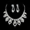 New Fashion Silver Crystal Wedding Bridal Prom Rhinestone Necklace Earrings Jewelry Sets