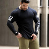 Men Skinny Long sleeve Shirts Spring 2019 Casual Fashion Printed T-Shirt Male Gyms Fitness Black Tee shirt Tops Brand Clothing