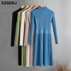 elegant OL turtleneck slim long Sweater dress women Thick knit Autumn Winter dress female Slim A-line basic dress casual