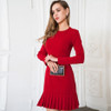 Women Vintage Ruffled A-line Party Mini Dress Long Sleeve O neck Solid Casual Elegant Dress 2019 Winter New Fashion Women Dress