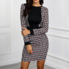 2019 Women Sexy OL Long Sleeve Short Dress Fall Winter Vintage Houndstooth Print Slim Office Mini Dresses Womens Party vestido 