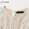 Conmoto Elegant White Mesh Short Party Dress 2019 Autumn Winter Transparent Long Sleeve Polka Dot Mini Dress Female Plus Size