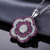 JewelryPalace Fashion 1.2ct Created Ruby Pave Flower Pendant Necklaces For Women 925 Sterling Silver Box Chain 45cm Fine Jewelry
