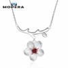 Mopera Genuine 925 Sterling Silver Handmade Designer Fine Jewelry Flower Necklace with Pendant for Women Garnet Fashion Jewelry