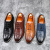 2019 New Men Oxford Genuine Leather Dress Shoes Brogue Lace Up Flats Male Casual Shoes Black Brown Size 38-48