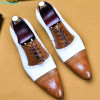 QYFCIOUFU Two-color Stitching Men's Oxford Dress Shoes 2019 Genuine Leather Male Shoe Lace-up Wedding Office Formal Brogue Shoes