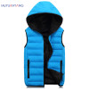 Mu Yuan Yang Fashion Men's Vest Winter Men Hooded Vest Male Fashion Cotton-Padded Waistcoat Jacket and Coat Warm Vest 3XL 4XL