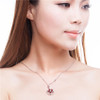 Almei 2.5CT Red Garnet Gemstone Sunflower Pendant Suspension Necklace Real 925 Sterling-Silver-Jewelry for Wedding Gift10% CN004