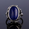 Natural Lapis Lazuli and White ChalcedonyRing Men's and Women's 925 Sterling Silver Jewelry Ring Large Stone 11x17MM Oval Gem