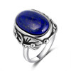 Natural Lapis Lazuli and White ChalcedonyRing Men's and Women's 925 Sterling Silver Jewelry Ring Large Stone 11x17MM Oval Gem