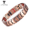 LITTLE FROG Drop Shipping Vintage Copper Magnetic Bracelet for Man 2 Row 4 In 1 Elements Healthy Healing Therapy Energy Bangles