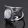 Nasiya Newest Luxury Oval Natural Moonstone Rings For Men Women Solid 925 Silver Jewelry Gemstone Rings Party Gift