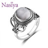 Nasiya New Vintage Ethnic Rings For Men Women Sterling 925 Silver Fine Natural Moonstone Jewelry Wholesale Dropshipping Gift