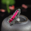 925 sterling silver jewelry inlaid Vintage Silver Ruby droplets Marcasite ring