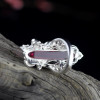 925 sterling silver jewelry inlaid Vintage Silver Ruby droplets Marcasite ring