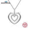 Mopera 100% Real Silver Pendant Necklace Double Love Crystal Pendant With Chain 925 Sterling Women Christmas Jewelry Gift