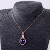 Almei Purple Amethyst Crystal 925 Sterling Silver Statement Pendant Necklace Rose Gold Color Women Jewelry with Chain Box CN064