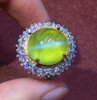 AIGS Fine Jewelry Real 18K White Gold 100% Natural Chrysoberyl Cat's Eye Gemstones 12.53carats Rings for women Fine Ring