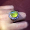 AIGS Fine Jewelry Real 18K White Gold 100% Natural Chrysoberyl Cat's Eye Gemstones 12.53carats Rings for women Fine Ring